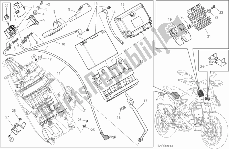 Alle onderdelen voor de Batterijhouder van de Ducati Hypermotard Hyperstrada 939 2016